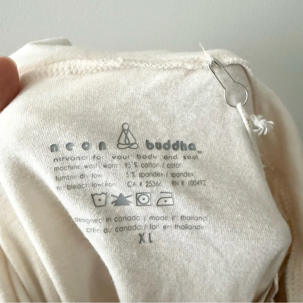 NWT NEON‎ BUDDHA Tie Cowl-Neck Tee Soft Jersey Slub Long Sleeve Top - Picture 3 of 5